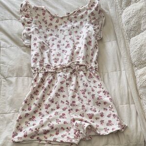 BearPaw Kids Floral Print Pajamas - White and Pink